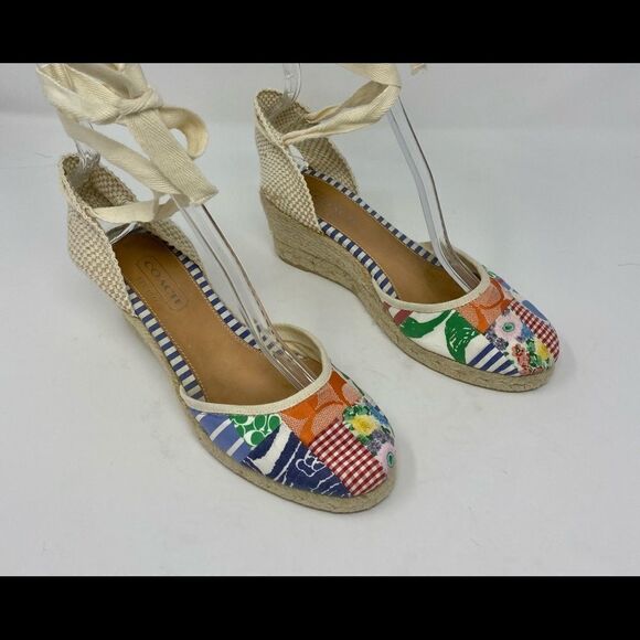 Coach Lace-up Patchwork Espadrilles- Size 7 - Picture 1 of 13